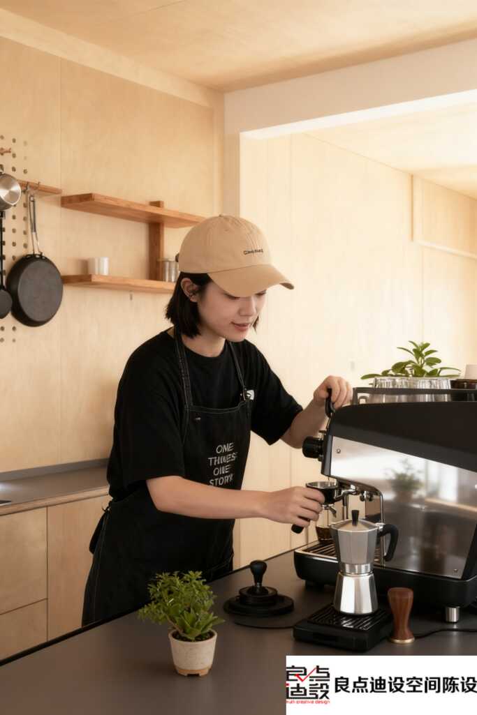 姐妹们!这间浅木色咖啡店软装设计也太绝了吧，随手一拍就是日系电影感!